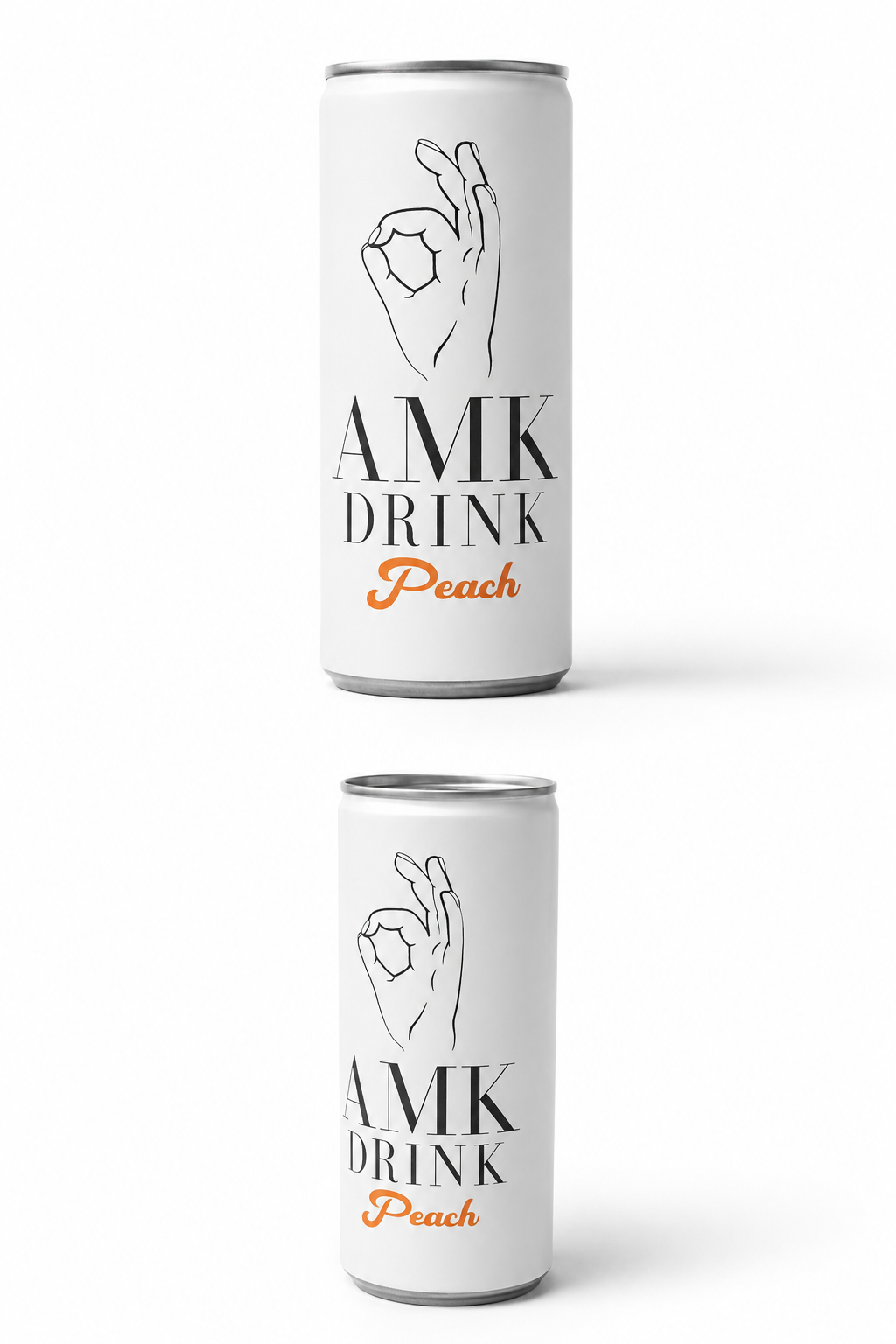 Zwei AMK DRINK Peach Dosen
